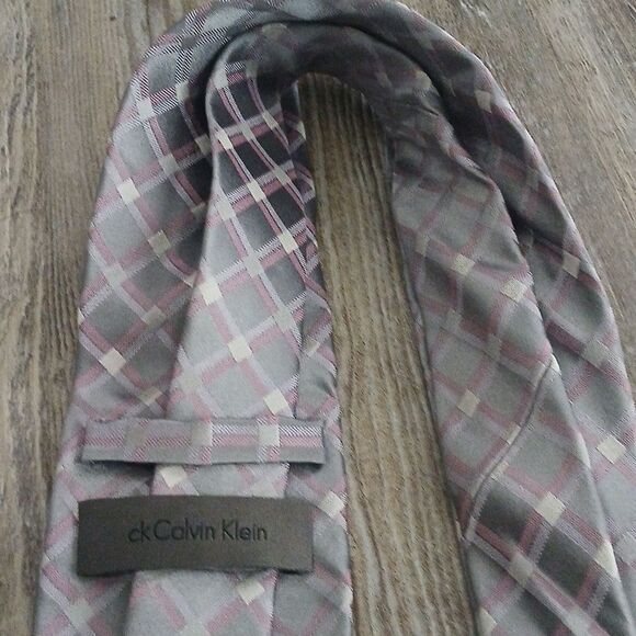 Calvin Klein CK gray purple business casual tie  NWOT - Picture 6 of 7